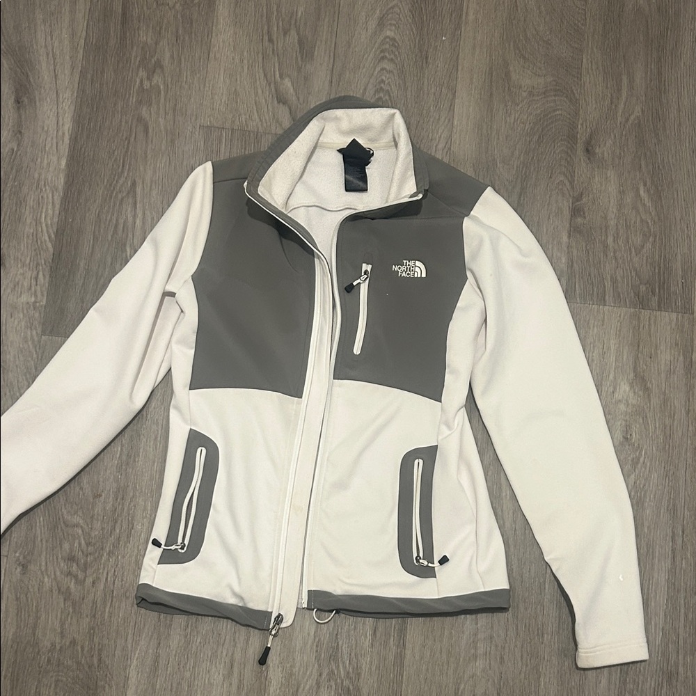 The North Face Gray and White Softshell Jacket